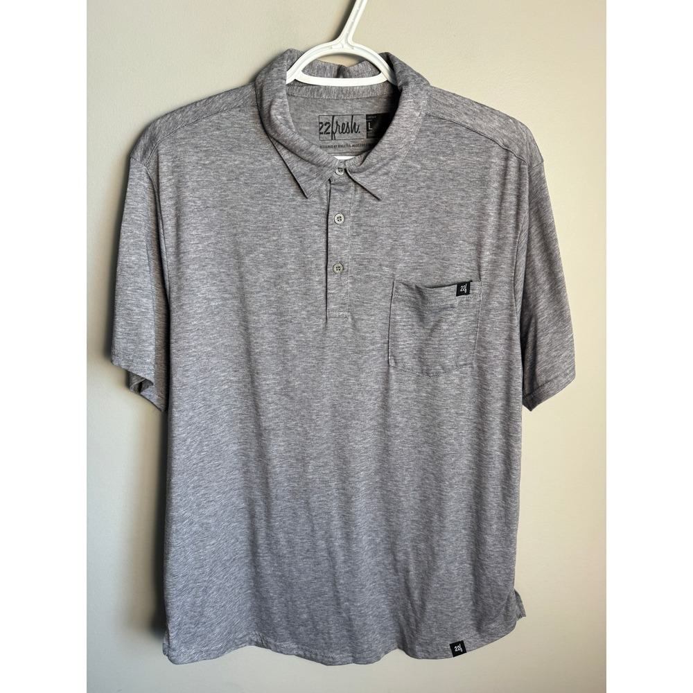 22Fresh Mens Grey Short Sleeve Polo Shirt L Athleisure Street Sport Casual